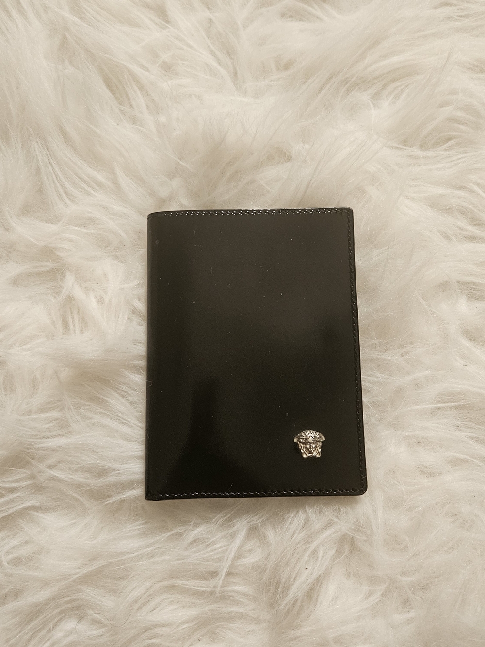 Giaanni Versace Black Leather Wallet with Medusa Accent
